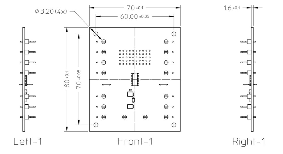 Mechanical Drawing - Broadcom AELT-8000 Line Driver Eval Boards
